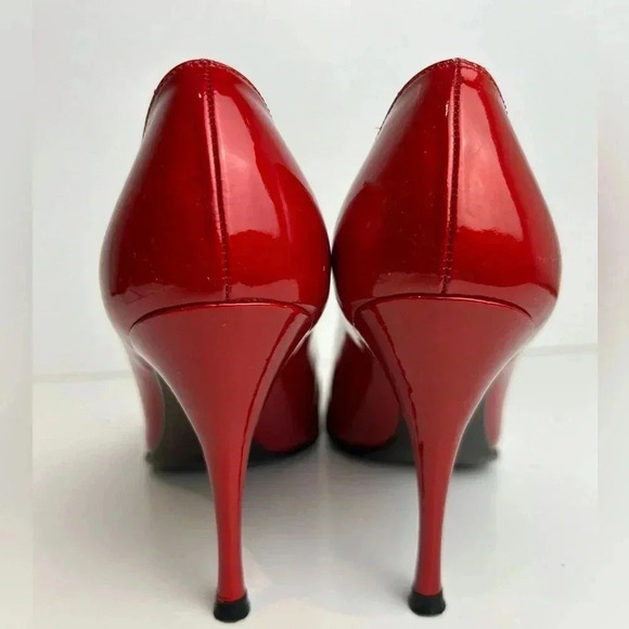 Stuart Weitzman “Linda” open toe patent leather red pumps, Like NEW Sexy Elegant - Picture 10 of 11